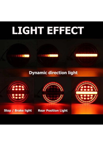 5.3 Inç Yuvarlak LED Kamyon Römork Işık Arka Fren Lambası Drl Akış Dönüş Sinyal Işığı Kamyon Gemileri Için Van Tekne Kamyon (Yurt Dışından)