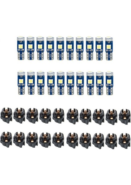 Araba Dashboard Panel Göstergesi Göstergesi Için 20 Adet T5 LED Işıklar, Büküm Kilit Soketli 3030-3SMD Işık Değiştirme - Beyaz (Yurt Dışından)