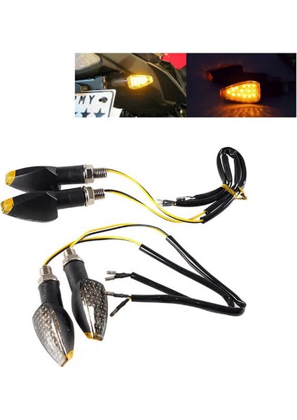 4 Parça Motosiklet Göstergeleri Akan Dönüş Sinyali Işıkları 14 LED 12 V Motosiklet LED Göstergesi Flaşör Amber Lamba (Yurt Dışından)
