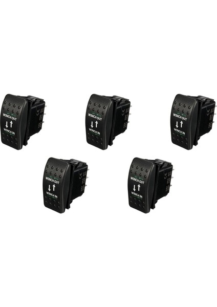5x 12V 20A Vinç Çıkışı Açık-Kapalı-Açık Rocker Anahtarı 7 Pin LED Yeşil (Yurt Dışından)
