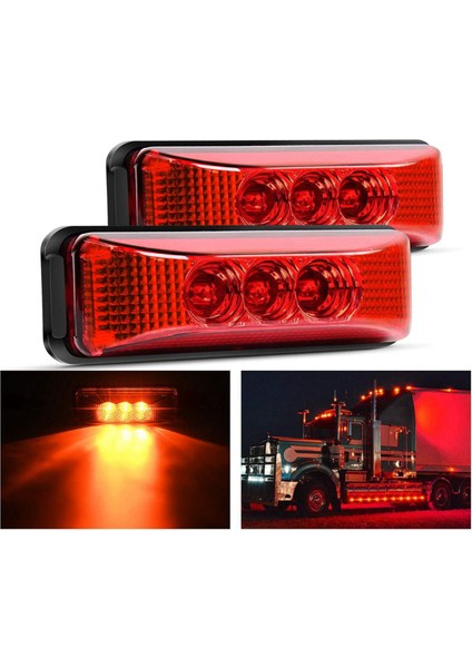 4 Adet 24V 3.9 Inç 3 LED Kamyon Römorku Kırmızı Işık Ön Arka LED Yan Ikaz Lambaları Gümrükleme Gösterge Lambası Su Geçirmez (Yurt Dışından)