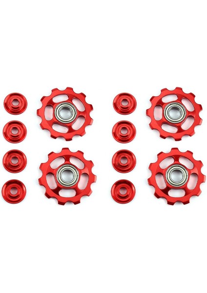 4x 11T Bisiklet Ultra Hafif Alüminyum Alaşımlı Dış Mekan Tekerlek Arka Attırıcı Kasnaklar Bisiklet Parçaları-Kırmızı (Yurt Dışından)