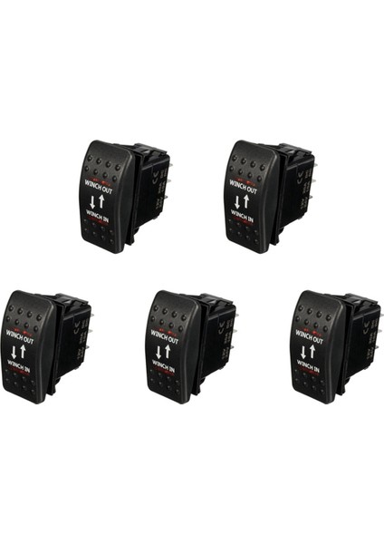 5x 12V 20A Vinç Çıkışı Açık-Kapalı-Açık Rocker Anahtarı 7 Pinli LED Kırmızı (Yurt Dışından)