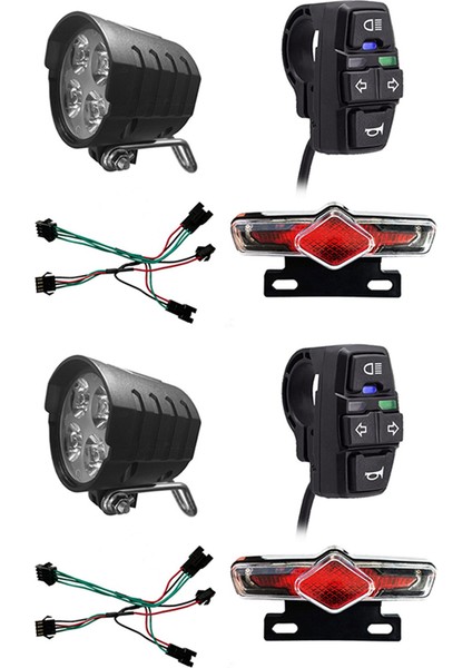 2x Bisiklet Ön ve Ebike Arka Işık Seti Girişi 36V 48V 52V 60V DK336 Işık Korna Torna Anahtarı E-Bisiklet Işık (Yurt Dışından)