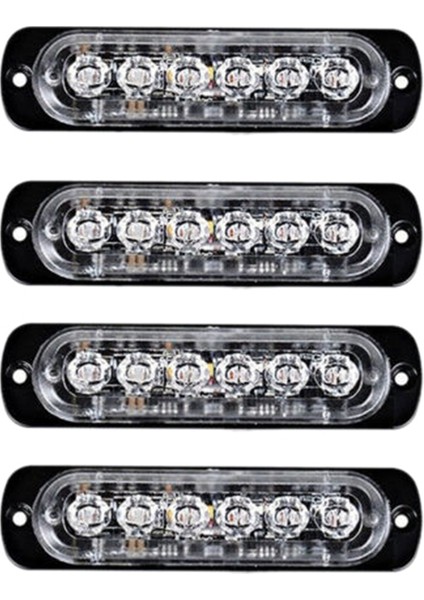 4 Adet 6led Araç Kamyon Acil Durum Feneri Işık Dikdörtgen Uyarı Tehlike Işığı Kırmızı Işık (Yurt Dışından)