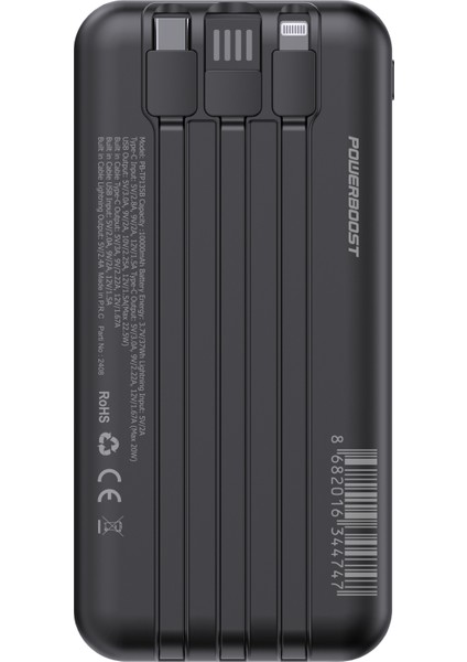 Nıght 135B 10000MAH PD20W Hsc 22.5W Dahili Kablolu LCD Gizli LED Siyah Taşınabilir Şarj Cihazı Powerbank fırsatları