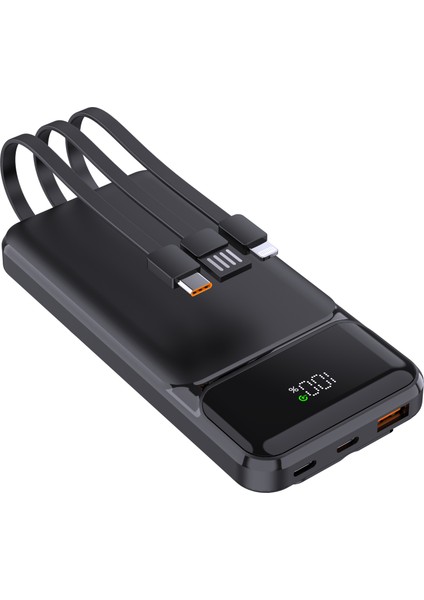 Nıght 135B 10000MAH PD20W Hsc 22.5W Dahili Kablolu LCD Gizli LED Siyah Taşınabilir Şarj Cihazı Powerbank indirimleri