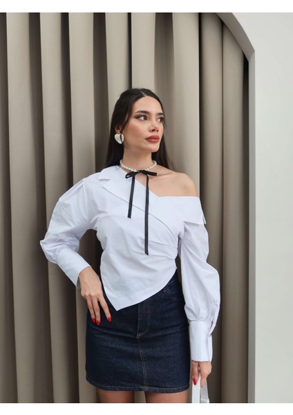 Açık Omuz Drapeli Gömlek