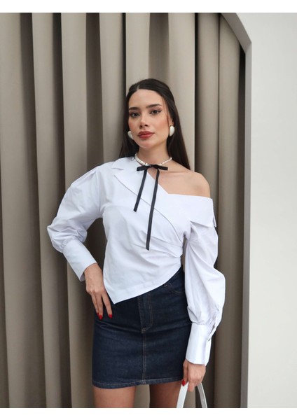 Açık Omuz Drapeli Gömlek modelleri