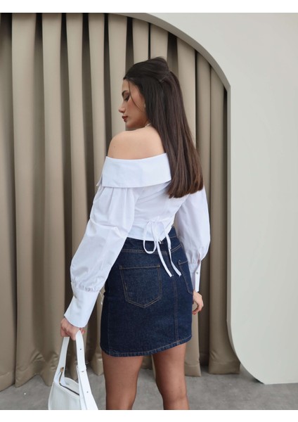 Açık Omuz Drapeli Gömlek fırsatları