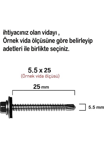400 Adet Trapez Çatı Vidası