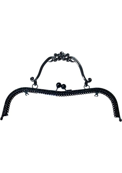 Çanta Klips Saplı Papatya 25 cm Siyah