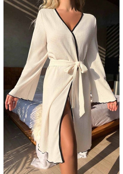 Özel Örme Kumaş Önden Bağlamalı Robdeşambr fırsatları