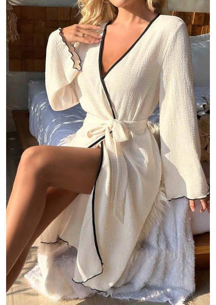 Özel Örme Kumaş Önden Bağlamalı Robdeşambr indirimleri