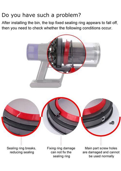 V12 V10SLIM SV18 Elektrikli Süpürge Toz Haznesi Üst Sabit Sızdırmazlık Halkası Yedek Parça Aksesuarları (Yurt Dışından) modelleri