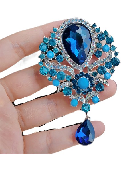 Avrupa ve Amerikan Yeni Moda Retro Tarzı Kristal Broş Alaşım Kakma Taklidi Broş Renk Kolye Korsaj Giyim (Yurt Dışından)
