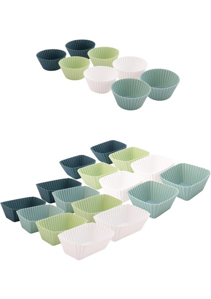 Silikon Kek Kapları, 24'lü Paket Tekrar Kullanılabilir Pişirme Kapları, 3 Şekilli Kek Kapları Pasta Kek Kalıpları, Öğle Yemeği Kutusu Ayırıcıları (Yurt Dışından)