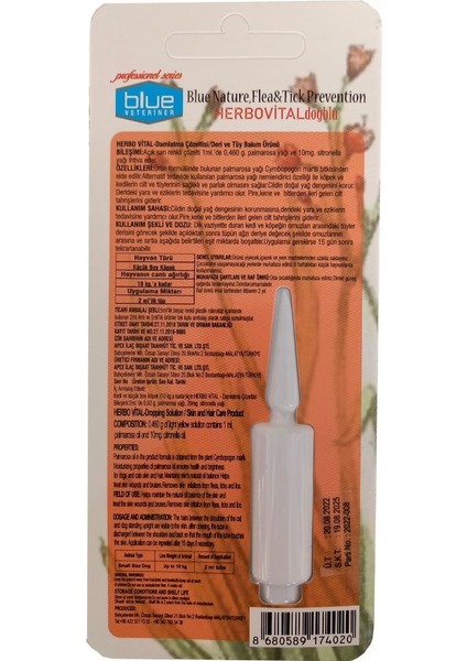 Herbiovital Bitkisel Köpek Damlası 2 ml ( 1-10 kg )