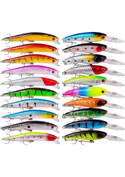 20 Adet Karışık Minnow Crankbait Swimbait Rapala Sahte Yem Olta Seti Balık Iğnesi