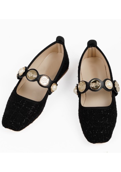 Günlük Kadın Şık Tokalı Babet Tüvit Kumaş Hafif Rahat Ayakkabı