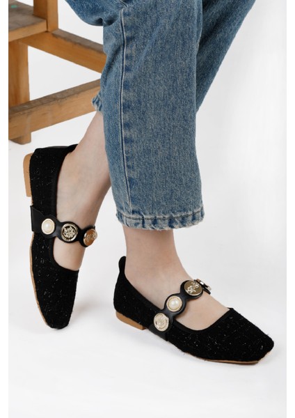 Günlük Kadın Şık Tokalı Babet Tüvit Kumaş Hafif Rahat Ayakkabı modelleri