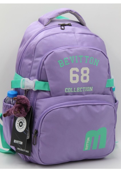 34500 Okul Çantas Unisex Okul Sırt Çantası Günlük Sırt Çantası Lila-Yeşil