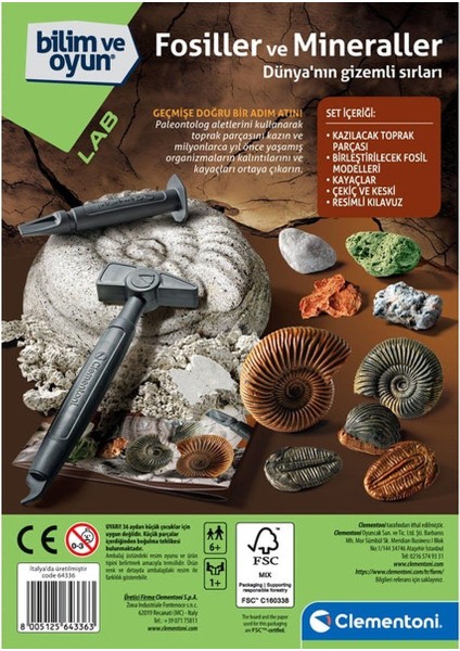 64336 Bilim ve Oyun - Fosiller ve Mineraller Kazı Seti