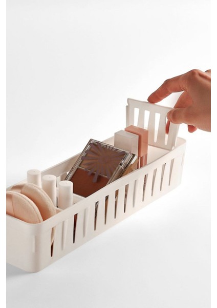 1 Adet Orta Boy Ayarlanabilir Beyaz Plastik Organizer & Çekmece Düzenleyici
