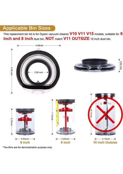Elektrikli Süpürge Parçaları, V11 V15 SV14 SV15 SV22 Hazne Kova Kutusu 970050-01 Yedek Parça 965443-01 969509-01 Için Toz Haznesi Kabı, Gösterildiği Gibi (Yurt Dışından) modelleri