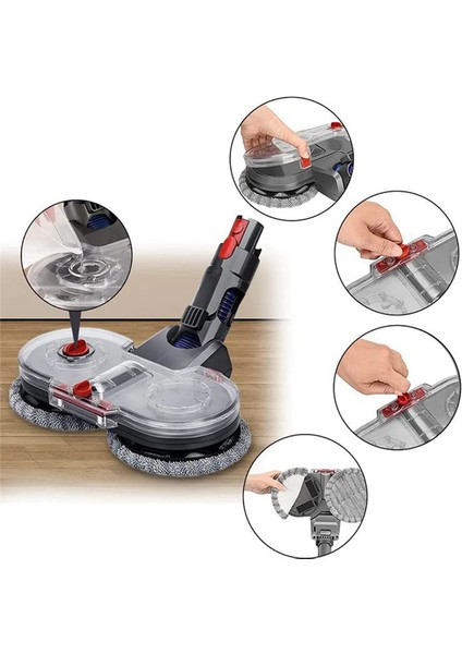 Paspas Başlığı, V8 V10 V11 V15 Elektrikli Süpürge Için Elektrikli Paspas Aparatı, Çıkarılabilir Su Tankı, 10 Ped Seti, Gösterildiği Gibi (Yurt Dışından)
