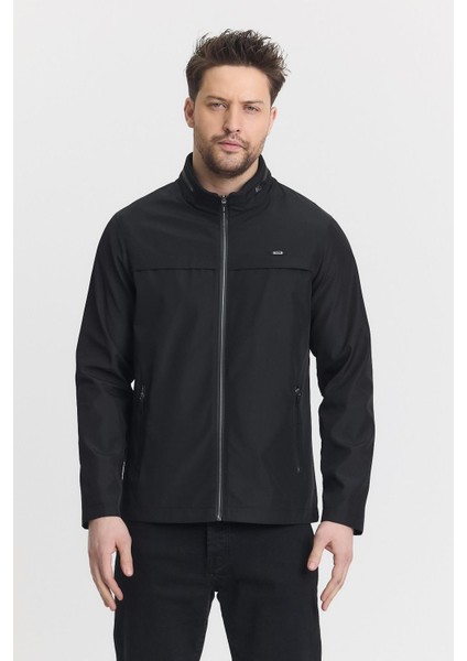 Siyah Erkek Pamuk Polyester Karışımlı Su ve Rüzgar Geçirmez Mevsimlik&yazlık Mont