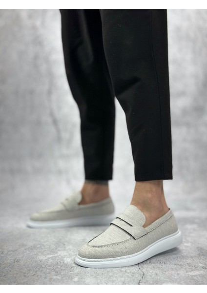 BA0355 Bağcıksız Keten Beyaz Klasik Corcik Erkek Ayakkabı fiyatları