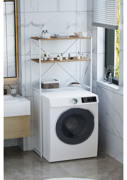 ED Efelez Dikey Düzenleyici Beyaz Metal Malzeme ile Modern Banyo Dekorasyonu İçin 2 Raf