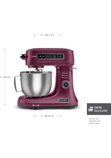 Pro Artisan Zaman Ayarlı Tartılı Mutfak Şefi Royal Berry 1600 W 5 Litre