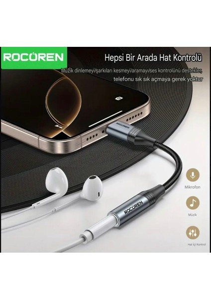 Type-C To 3.5mm Jack Aux Dac Çip+Hi-Fi Ses + Ce Lisanslı Kulaklık Çevirici Dönüştürücü Hasır Örgülü Sağlam Orjinal