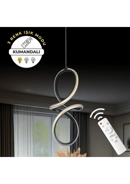 Eterna 3 Renkli Kumandalı Dimmerli Sarkıt LED Avize