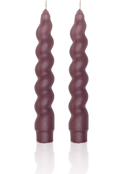 Burgu Şamdan Mumu 2li Set Vizon 17 cm