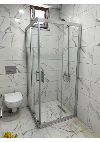 duşakabin Köşe Giriş, 5 mm Şeffaf Temperli Cam, Natural Alüminyum H:190 cm fiyatları