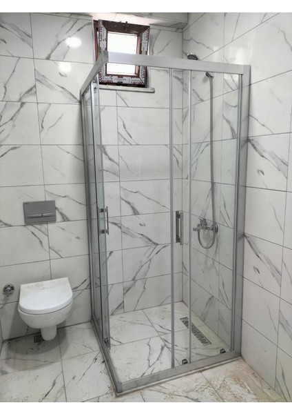 duşakabin Köşe Giriş, 5 mm Şeffaf Temperli Cam, Natural Alüminyum H:190 cm fırsatları