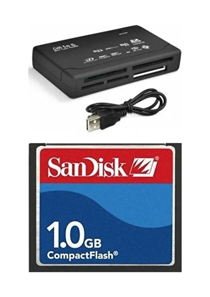 1 GB Compact Flash (Cf) Hafıza Kartı + USB 2.0 Cf Kart Okuyucu