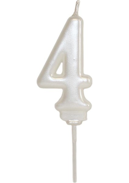 4 Yaş Inci Beyaz Rakam Mum