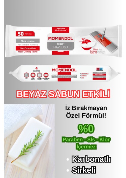 Beyaz Sabun Katkılı Mopa Uyumlu Yer-Yüzey Temizlik Havlusu 4XLarge 1x50'li (50 Yaprak)