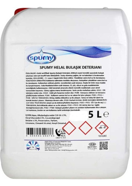 Helal Sertifikalı Bulaşık Deterjanı 5 Lt
