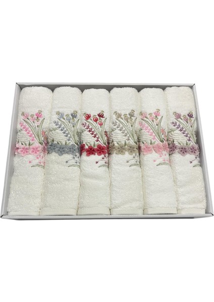 Papatya Bambu 3D Nakışlı 6'lı 50X90 Elyüz Havlu 185