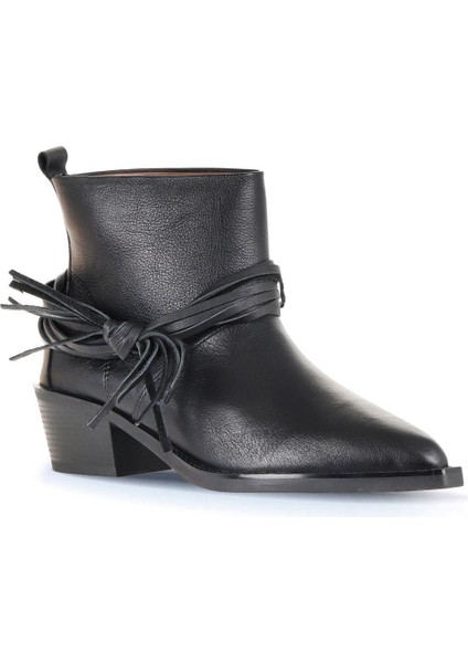 Siyah Deri Kadın Topuklu Bot 01WD4007 01WD4007 fiyatları