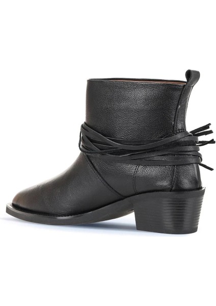 Siyah Deri Kadın Topuklu Bot 01WD4007 01WD4007 fırsatları