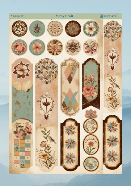 Vintage Temalı 12*17 cm Sticker / Scrapbook, Bullet Journal, Planlayıcı, Ajanda Için fiyatları
