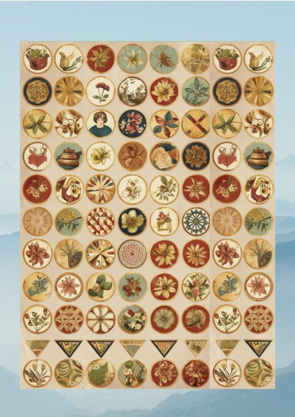 Vintage Temalı 12*17 cm Sticker / Scrapbook, Bullet Journal, Planlayıcı, Ajanda Için
