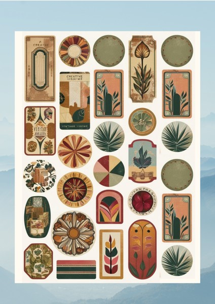Vintage Temalı 12*17 cm Sticker / Scrapbook, Bullet Journal, Planlayıcı, Ajanda Için