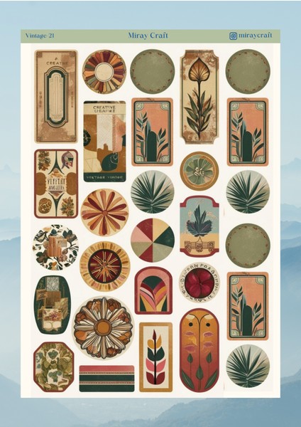 Vintage Temalı 12*17 cm Sticker / Scrapbook, Bullet Journal, Planlayıcı, Ajanda Için fiyatları